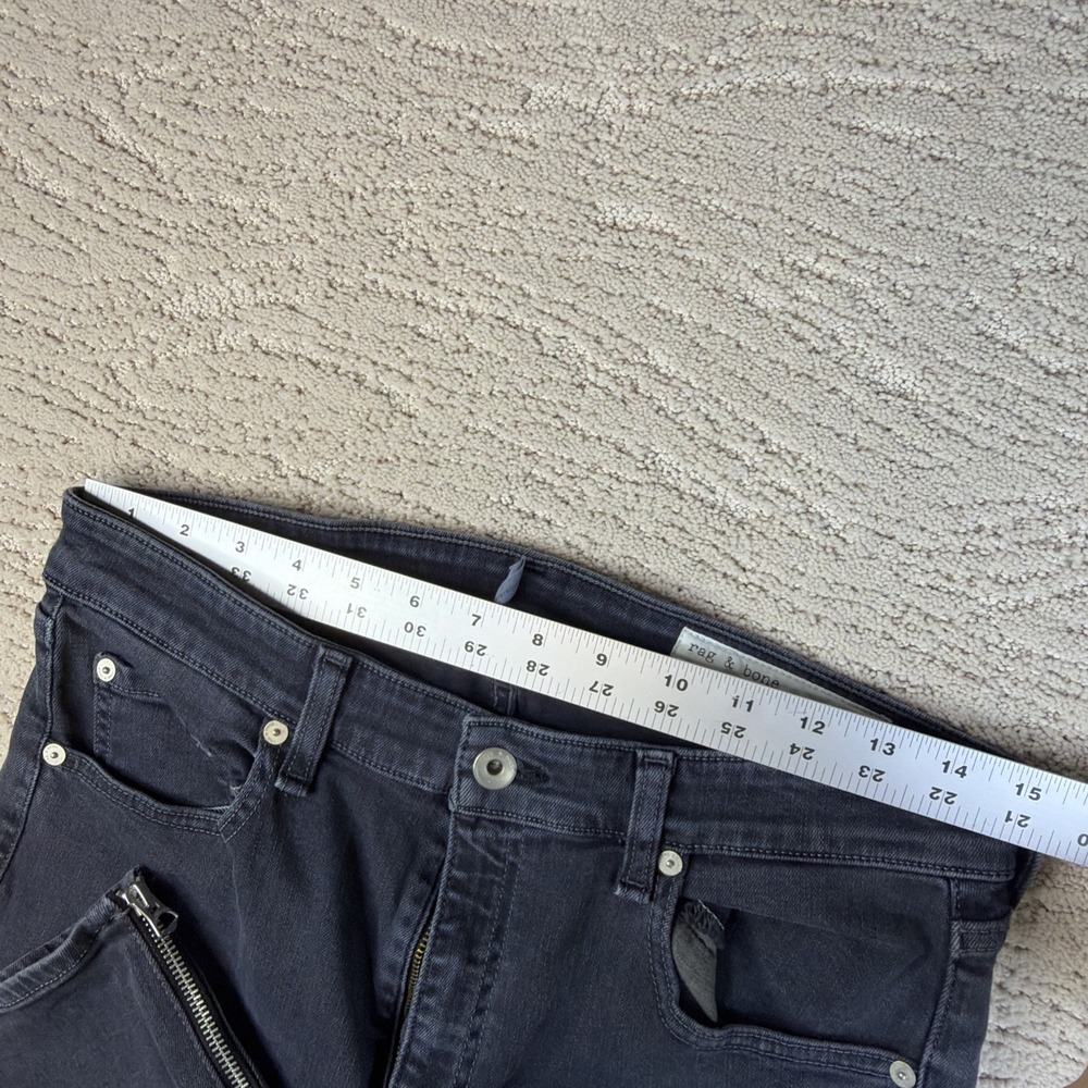 Women's Rag & Bone Size 30 Nina High Rise Ankle Cigar‎ Black Denim Jeans - Picture 5 of 9